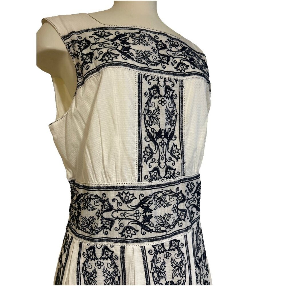 Max Studio Dress Pleated Midi Cotton Sleeveless Floral Boho Spring New - Picture 2 of 14